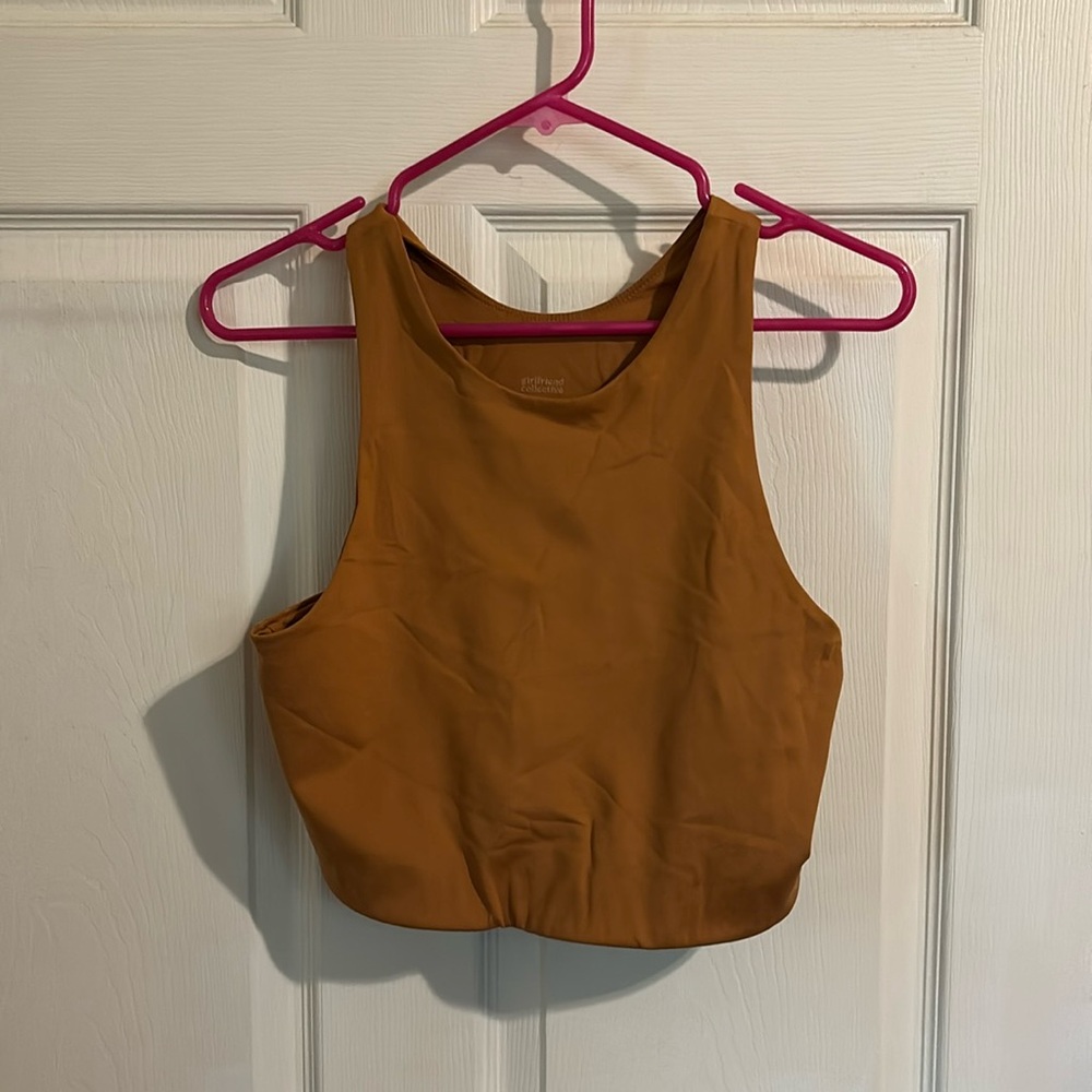 girlfriend collective Rust Brown High-Neck Sports Bra